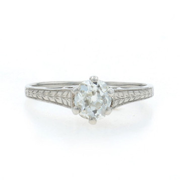 Platinum Diamond Art Deco Solitaire Engagement Ring 950 Old Mine .57ct Vintage