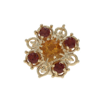 Richard Klein Garnet Citrine Vintage Slide Charm Yellow Gold 14k 1.15ctw Floral
