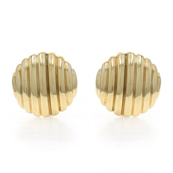 Yellow Gold Circle Dome Large Stud Earrings - 18k Pierced