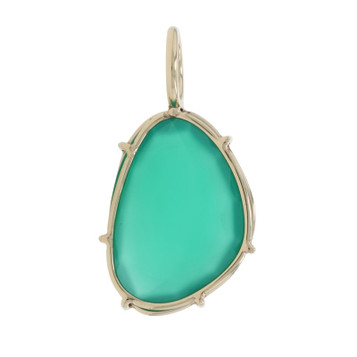 Yellow Gold Green Lapis Lazuli Solitaire Pendant - 14k Modified Oval