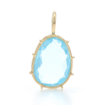 Yellow Gold Sky Blue Topaz Solitaire Pendant - 14k Oval
