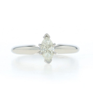 Platinum Diamond Solitaire Engagement Ring - 900 Marquise .67ct