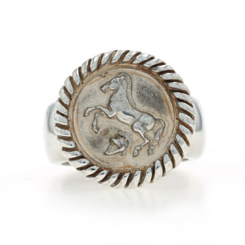Slane & Slane Epona Horse Signet Ring - Sterling Silver 925 Equestrian