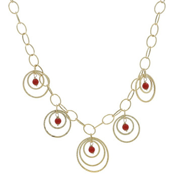 Yellow Gold Coral Graduated Circle Necklace 17 1/2" - 14k Beads