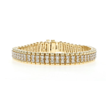 Yellow Gold Diamond Link Bracelet 7" 6 3/4" - 14k Round Brilliant 3.30ctw