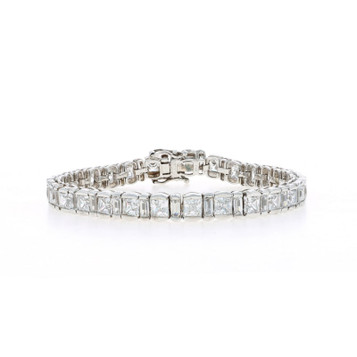 Sterling Silver Cubic Zirconia Tennis Bracelet 7 1/4" - 925 Princess 26.68ctw