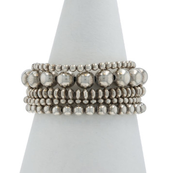Sterling Silver Orb Beaded Five-Strand Bracelet 7 1/4" - 925 Ball Bead Circles