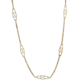 Yellow Gold Infinity Frame Station Necklace 15" - 14k Curb Chain