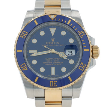 Rolex Submariner Bluesy Men's Watch 116613LB Stainless Yellow Gold 18k Automatic