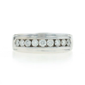 White Gold Diamond Men's Wedding Band - 14k Round 1.00ctw Channel Set Ring