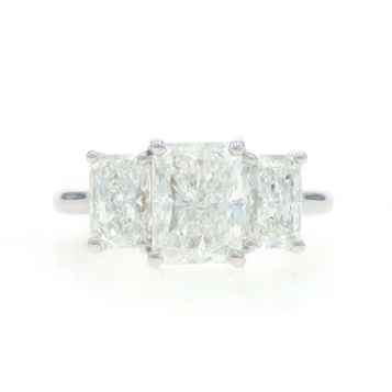 White Gold Diamond Engagement Ring - 18k Radiant Cut 3.45ctw GIA
