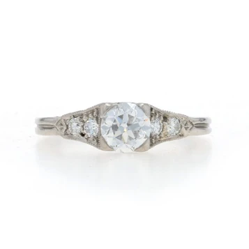 Tiffany & Co. Diamond Art Deco Engagement Ring - Palladium Euro .63ctw Vintage