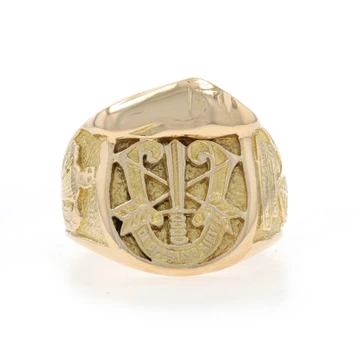 Yellow Gold Vintage US Special Forces Airborne Men's Signet Ring 18k Green Beret