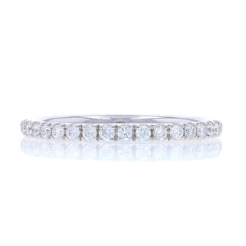 White Gold Diamond Wedding Band - 14k Round Brilliant .25ctw French Set Ring