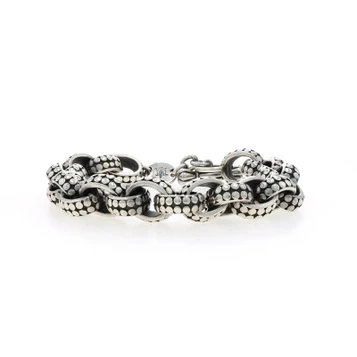 John Hardy Dot Toggle Bracelet 8" - Sterling Silver 925 Fancy Cable Chain