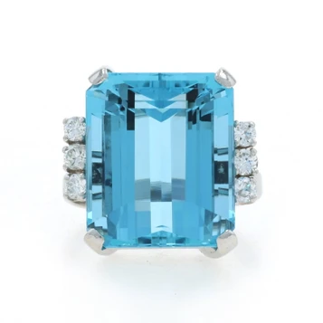 Platinum Aquamarine Diamond Ring - 950 Octagonal 14.32ctw GIA