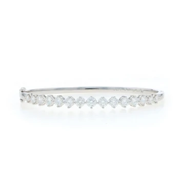 White Gold Diamond Bangle Bracelet 6" - 18k Round Brilliant 2.14ctw