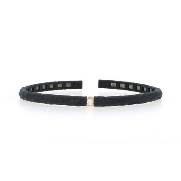 Titanium Diamond Cuff Bracelet 6 3/4" - 18k Rose Gold Round .10ct
