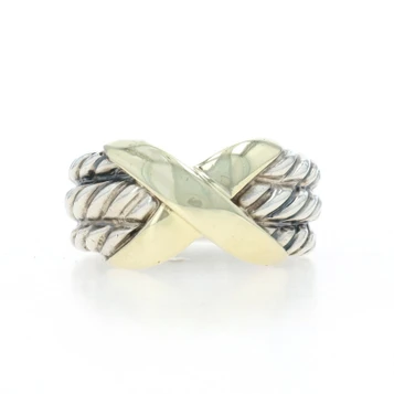 David Yurman Cable Classics X Band - Sterling 925 Yellow Gold 14k Statement Ring