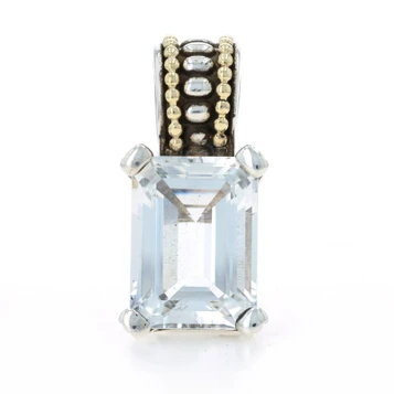 Lagos Caviar Topaz Solitaire Enhancer Pendant Ster 925 Gold 18k Emerald 17.42ct