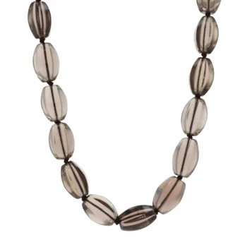 Lucas Robert Smoky Quartz Beaded Necklace 19 3/4" - Sterling Silver 925