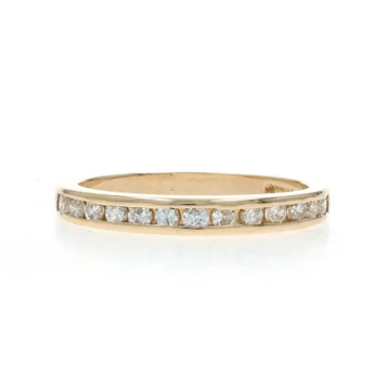 Yellow Gold Diamond Wedding Band - 14k Round .32ctw Channel Set Ring