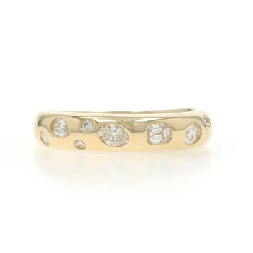 Yellow Gold Diamond Band - 14k Round, Oval, Emerald, Pear .35ctw Stackable Ring