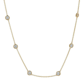 Yellow Gold Diamond by the Yard Necklace - 14k Round Brilliant 2.00ctw Station