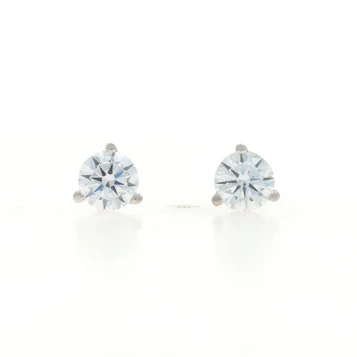 White Gold Diamond Stud Earrings - 14k Round .56ctw Pierced Screw-Ons