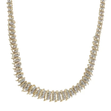 Yellow Gold Diamond Graduated Link Necklace 17" - 14k Round Brilliant 2.00ctw