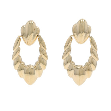 Yellow Gold Door Knocker Earrings 7 1/2" - 14k Pierced