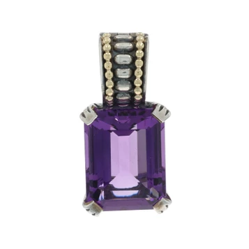 Lagos Caviar Amethyst Solitaire Enhancer Pendant Sterling 925 Gold 18k 18.12ct