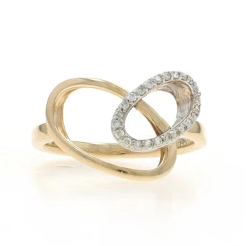 Yellow Gold Diamond Oval Duo Ring - 14k Round Brilliant .12ctw Geometric