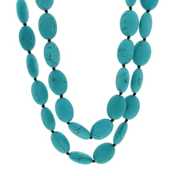 Lucas Robert Howlite Knotted Double Strand Necklace - Sterling 925 Oval Beads