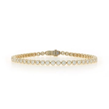 Yellow Gold Diamond Tennis Bracelet 7" - 14k Round Brilliant 4.06ctw