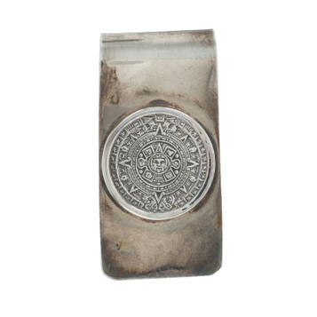 Sterling Silver Aztec Calendar Men's Money Clip - 925 Ancient Mesoamerica