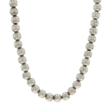 Sterling Silver Beaded Necklace 18 3/4" - 925