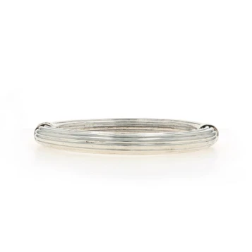 Sterling Silver Ribbed Bangle Bracelet 8" - 925