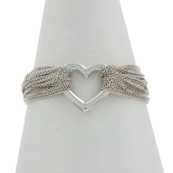 Tiffany & Co. Open Heart Multi-Strand Mesh Toggle Bracelet 7" Sterling 925 Love