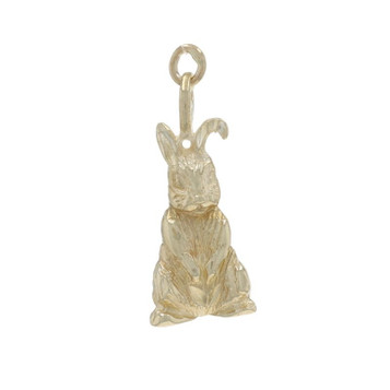 Yellow Gold Bunny Rabbit Pendant - 14k Spring Easter