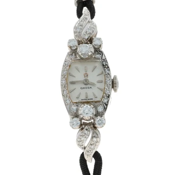 Omega Diamond Vintage Ladies Watch - White Gold 14k Manual Round .69ctw