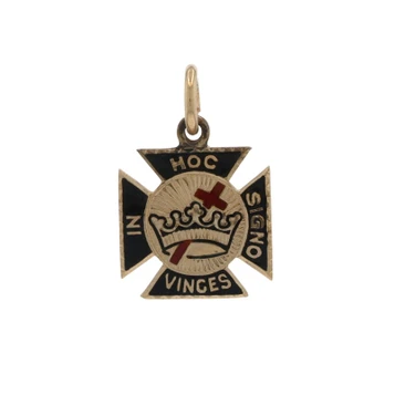 Yellow Gold Art Deco Knights Templar Men's Charm - 10k Vintage Masonic