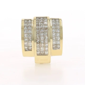 Yellow Gold Diamond Omega Slide Pendant - 14k Princess 1.00ctw Invisible Set