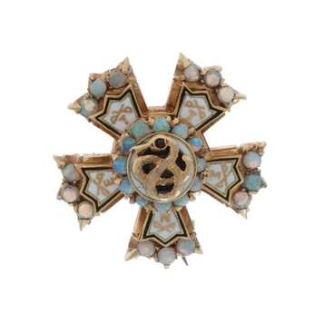 Yellow Gold Sigma Nu Men's Badge - 14k Opal Fraternity Pin