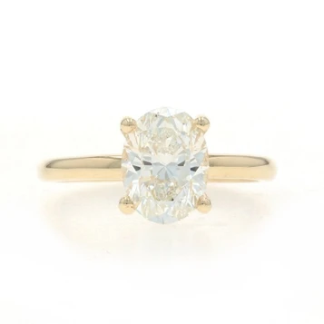Yellow Gold Diamond Solitaire Women's Engagement Ring - 14k Oval GIA