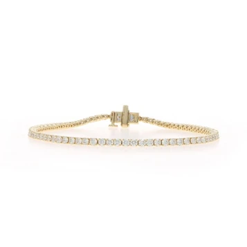 Yellow Gold Diamond Tennis Women's Bracelet 7" - 14k Round Brilliant