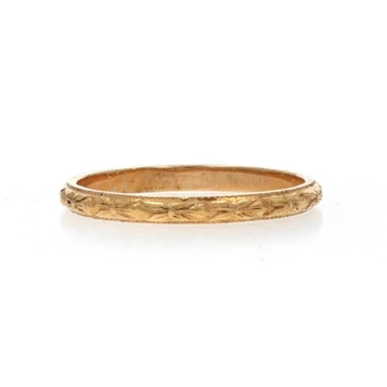 Yellow Gold Art Deco Floral Garland Baby Ring - 10k Vintage Child's Band Midi