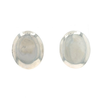 Sterling Silver Oval Dome Drop Earrings - 925 Pierced