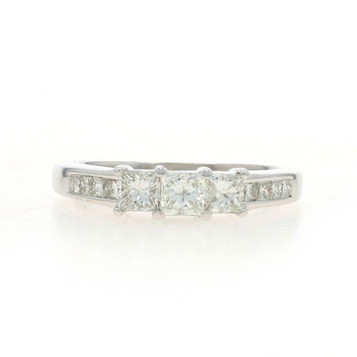White Gold Diamond Three-Stone Engagement Ring 14k Princess 1.00ctw