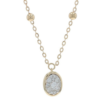 Yellow Gold Diamond Cluster Pendant Necklace - 14k Round Brilliant .23ctw